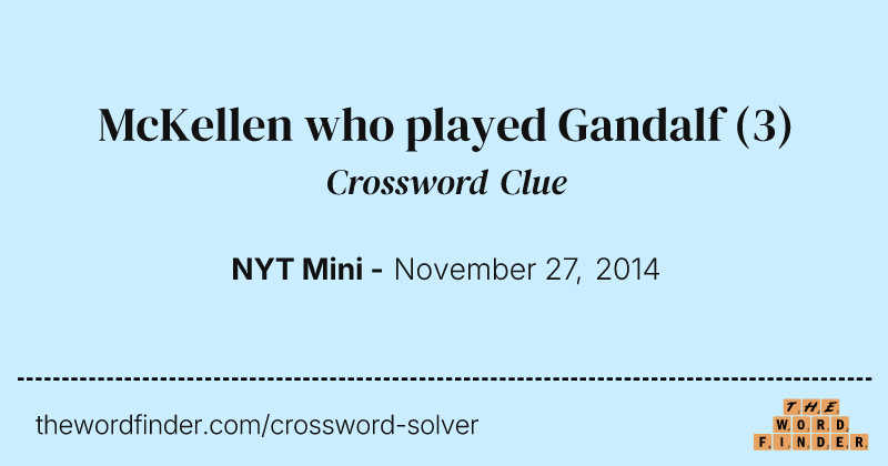 McKellen who played Gandalf crossword clue image