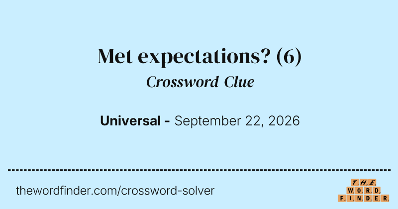 Met expectations? crossword clue image