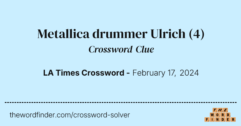 Metallica drummer Ulrich crossword clue image