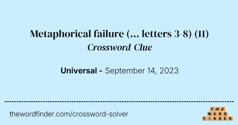 Metaphorical failure (... letters 3-8) crossword clue image