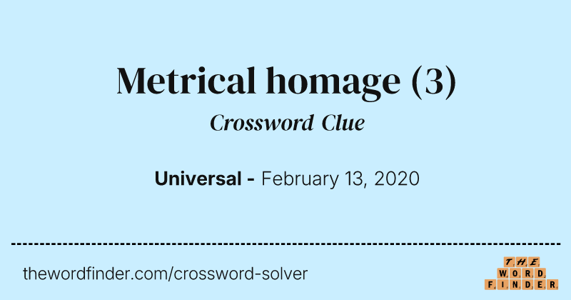 Metrical homage crossword clue image
