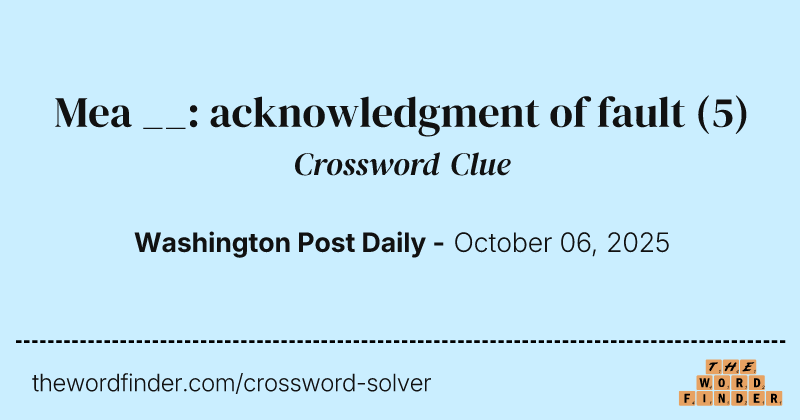 Mea __: acknowledgment of fault crossword clue image