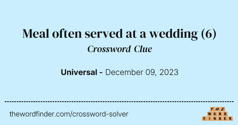 Meal often served at a wedding crossword clue image