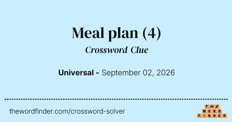 Meal plan crossword clue image