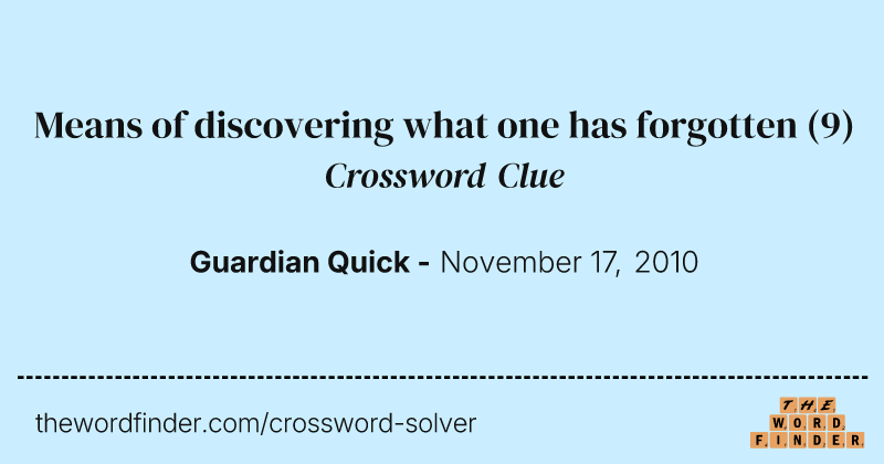 Means of discovering what one has forgotten crossword clue image