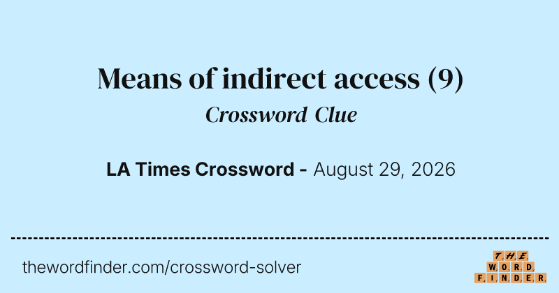 Means of indirect access crossword clue image