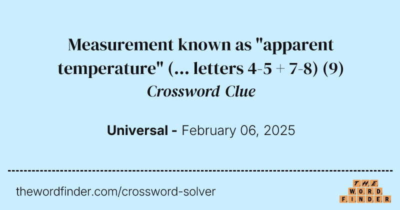 Measurement known as "apparent temperature" (... letters 4-5 + 7-8) crossword clue image