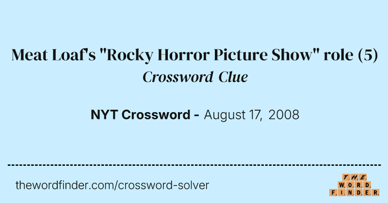 Meat Loaf's "Rocky Horror Picture Show" role crossword clue image