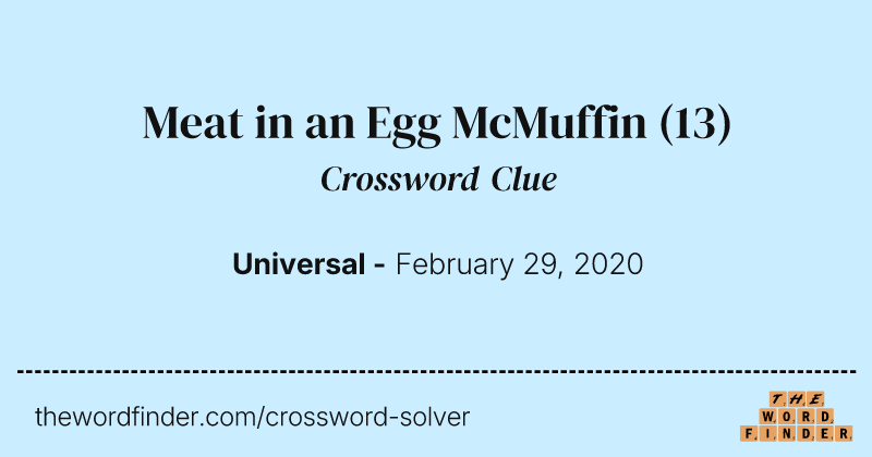 Meat in an Egg McMuffin crossword clue image