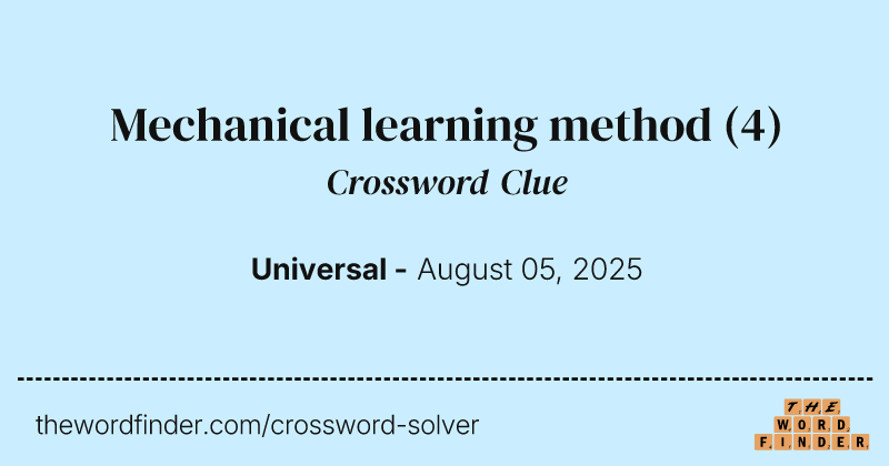 Mechanical learning method crossword clue image