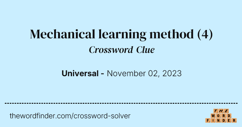 Mechanical learning method crossword clue image