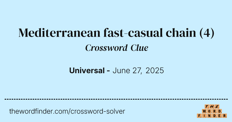 Mediterranean fast-casual chain crossword clue image