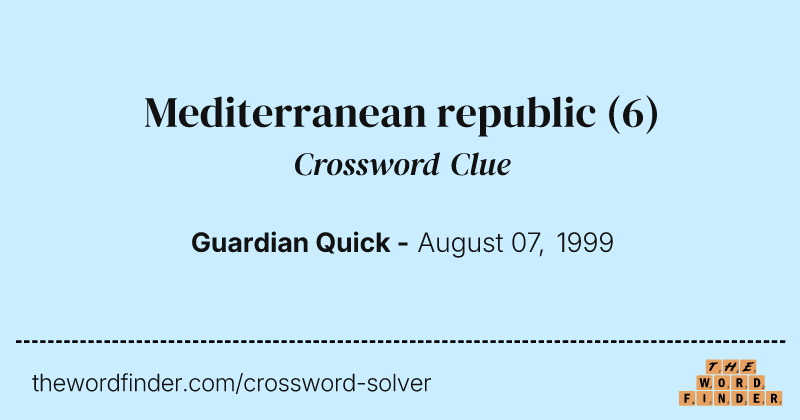 Mediterranean republic crossword clue image