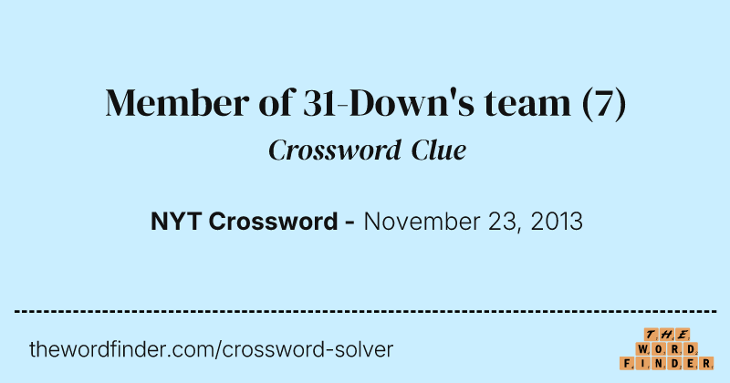 Member of 31-Down's team crossword clue image