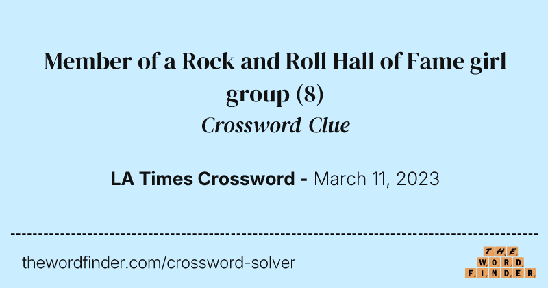 Member of a Rock and Roll Hall of Fame girl group crossword clue image