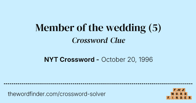 Member of the wedding crossword clue image