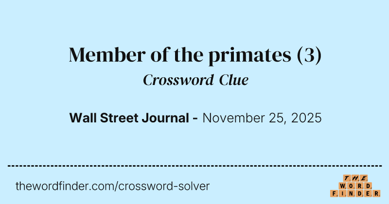 Member of the primates crossword clue image