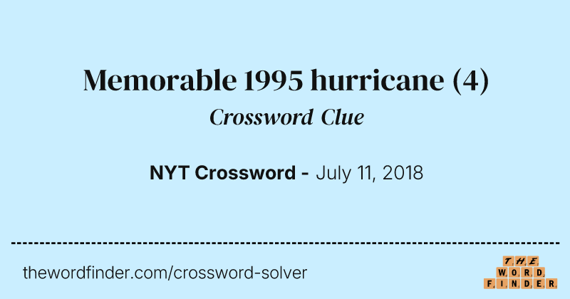 Memorable 1995 hurricane crossword clue image