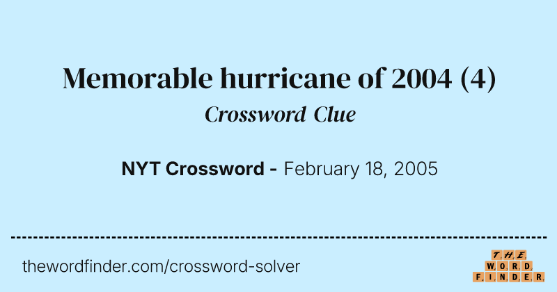 Memorable hurricane of 2004 crossword clue image