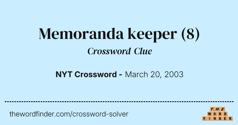 Memoranda keeper crossword clue image