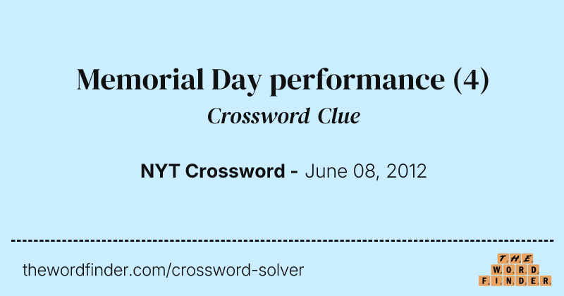 Memorial Day performance crossword clue image