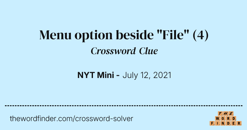 Menu option beside "File" crossword clue image