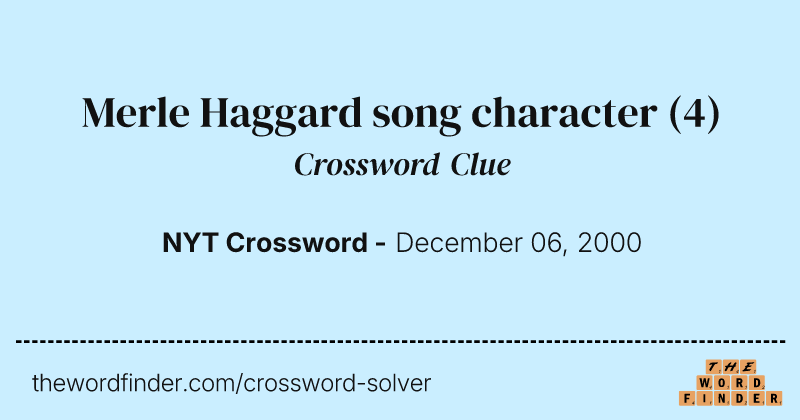 Merle Haggard song character crossword clue image