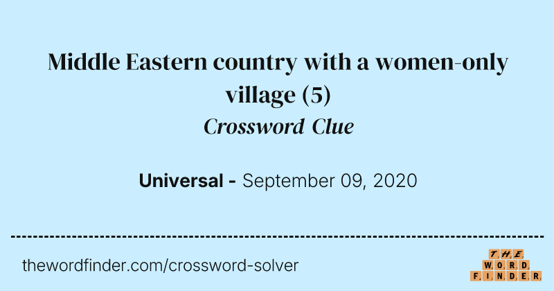 Middle Eastern country with a women-only village crossword clue image