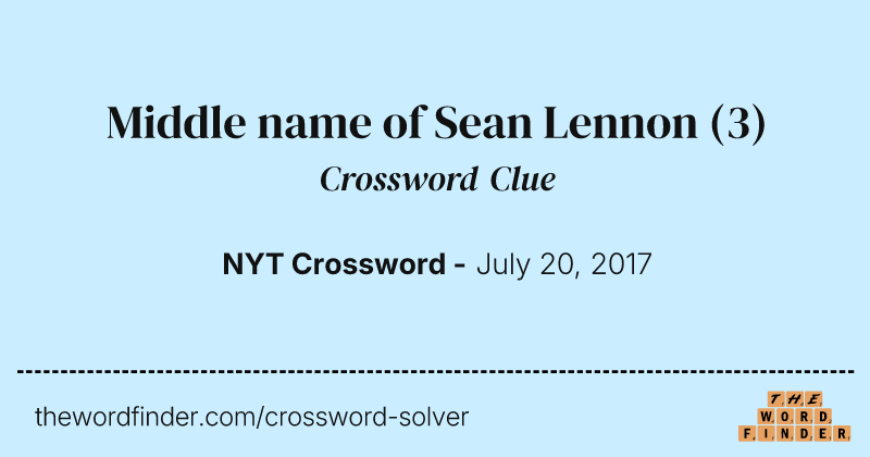 Middle name of Sean Lennon crossword clue image