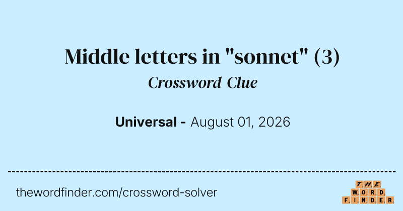 Middle letters in "sonnet" crossword clue image