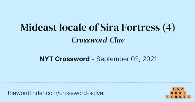 Mideast locale of Sira Fortress crossword clue image