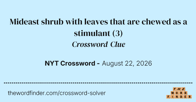 Mideast shrub with leaves that are chewed as a stimulant crossword clue image