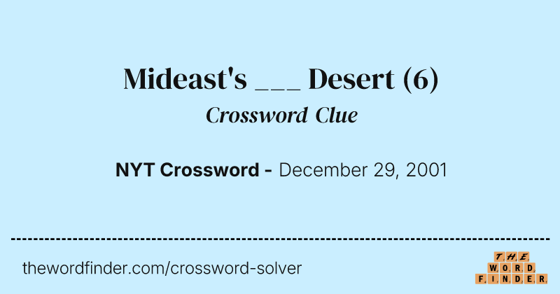 Mideast's ___ Desert crossword clue image