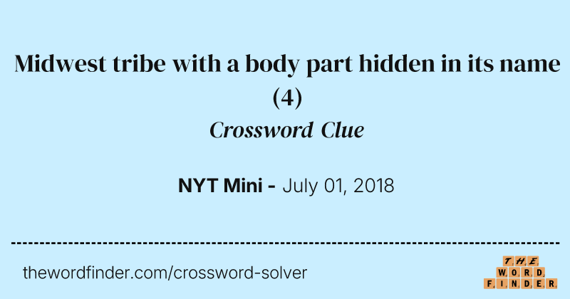 Midwest tribe with a body part hidden in its name crossword clue image