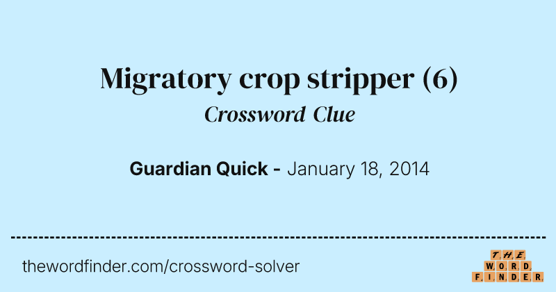 Migratory crop stripper crossword clue image