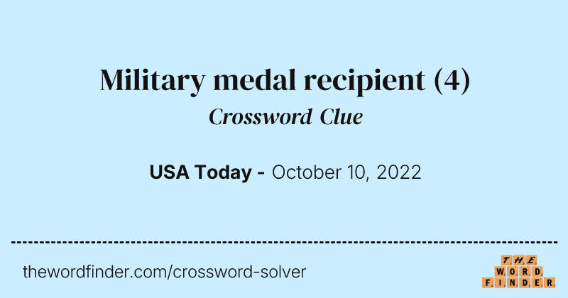 Military medal recipient crossword clue image