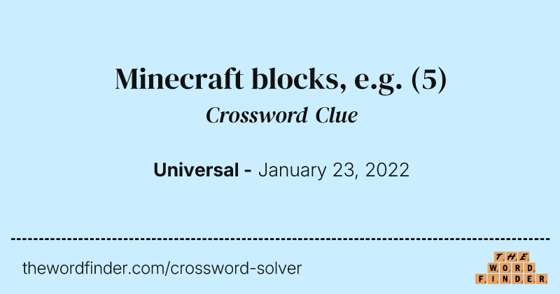 Minecraft blocks, e.g. crossword clue image