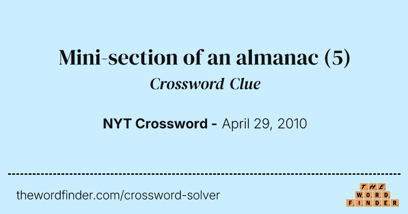Mini-section of an almanac crossword clue image