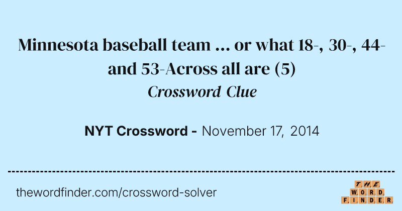 Minnesota baseball team ... or what 18-, 30-, 44- and 53-Across all are crossword clue image