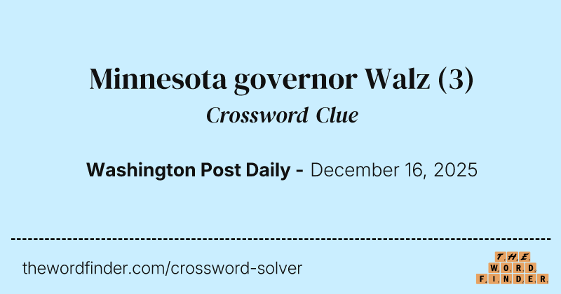 Minnesota governor Walz crossword clue image