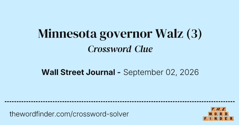 Minnesota governor Walz crossword clue image