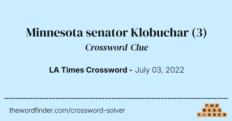 Minnesota senator Klobuchar crossword clue image