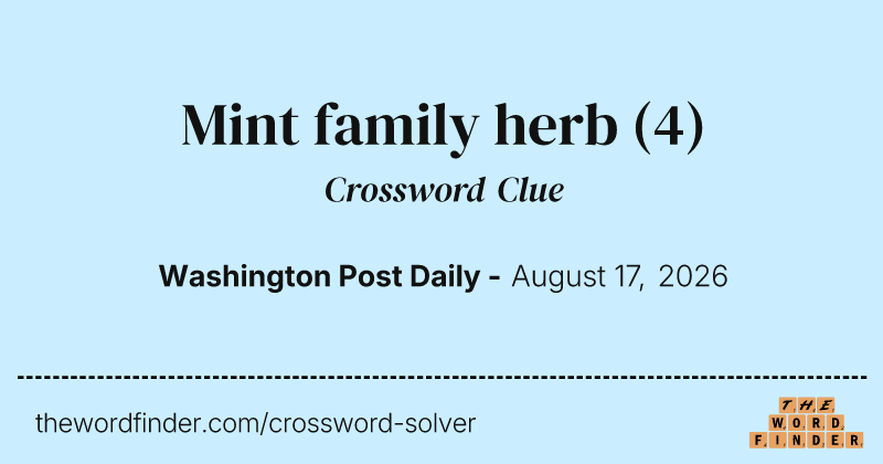 Mint family herb crossword clue image