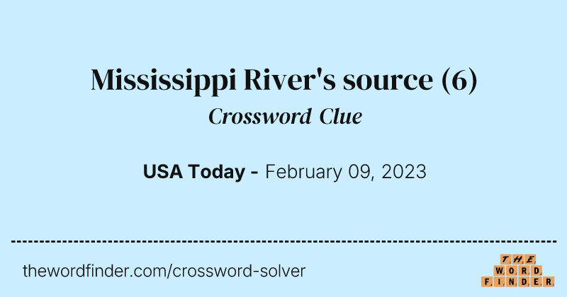 Mississippi River's source crossword clue image