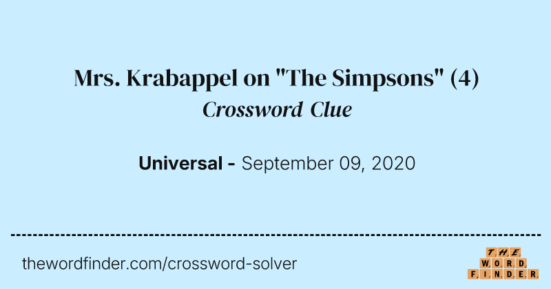 Mrs. Krabappel on "The Simpsons" crossword clue image