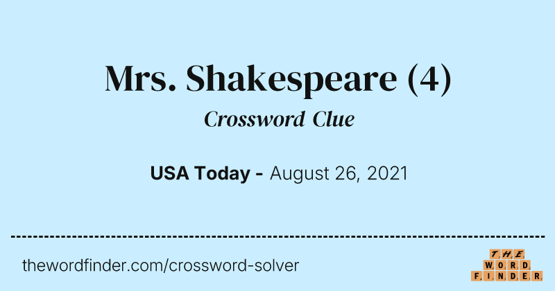 Mrs. Shakespeare crossword clue image