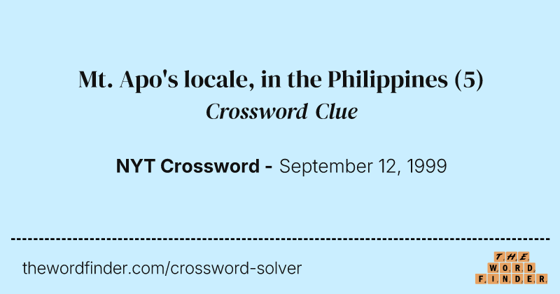 Mt. Apo's locale, in the Philippines crossword clue image