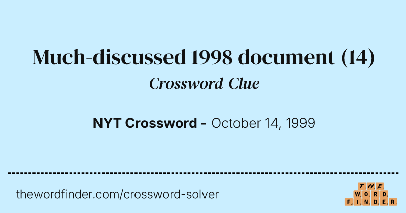 Much-discussed 1998 document crossword clue image