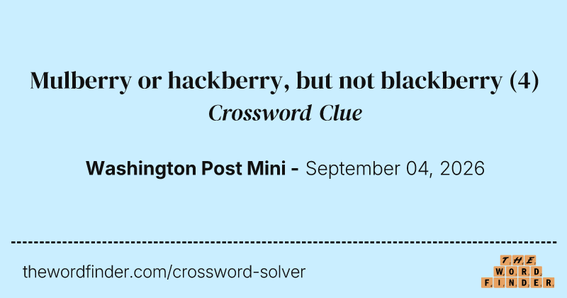 Mulberry or hackberry, but not blackberry crossword clue image