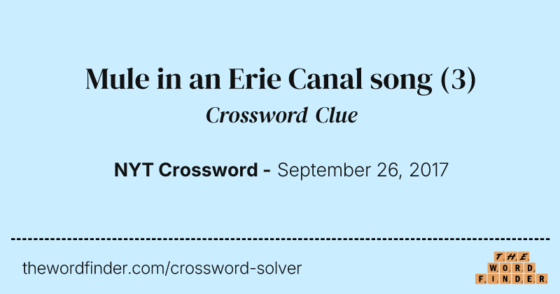 Mule in an Erie Canal song crossword clue image